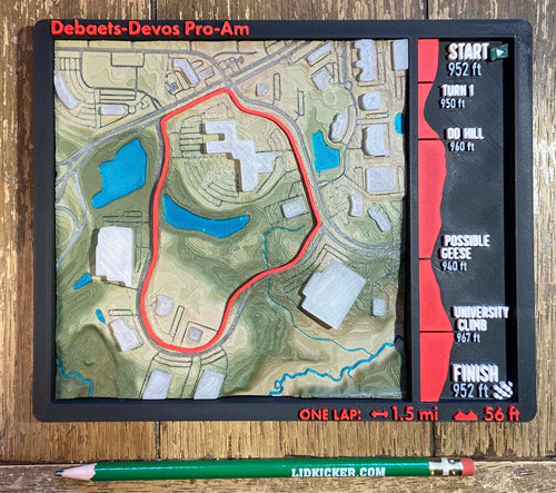 Debaets-Devos Bicycle Road Race 3D Route Map - Detroit Michigan Area Cycling Wall Decor