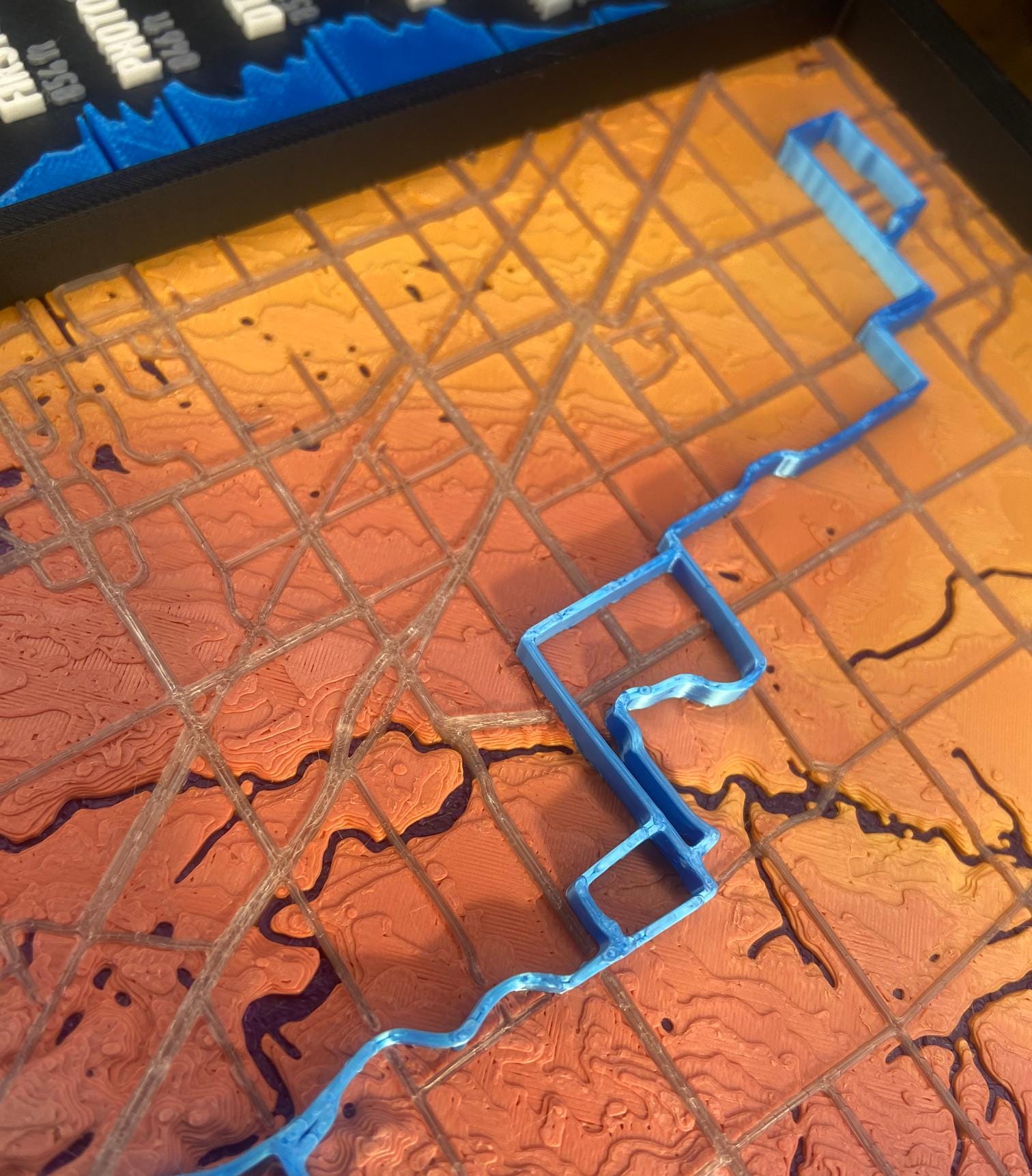 TNT 3D Bicycle Route Map with Elevation - Detroit area group ride cycling wall decor