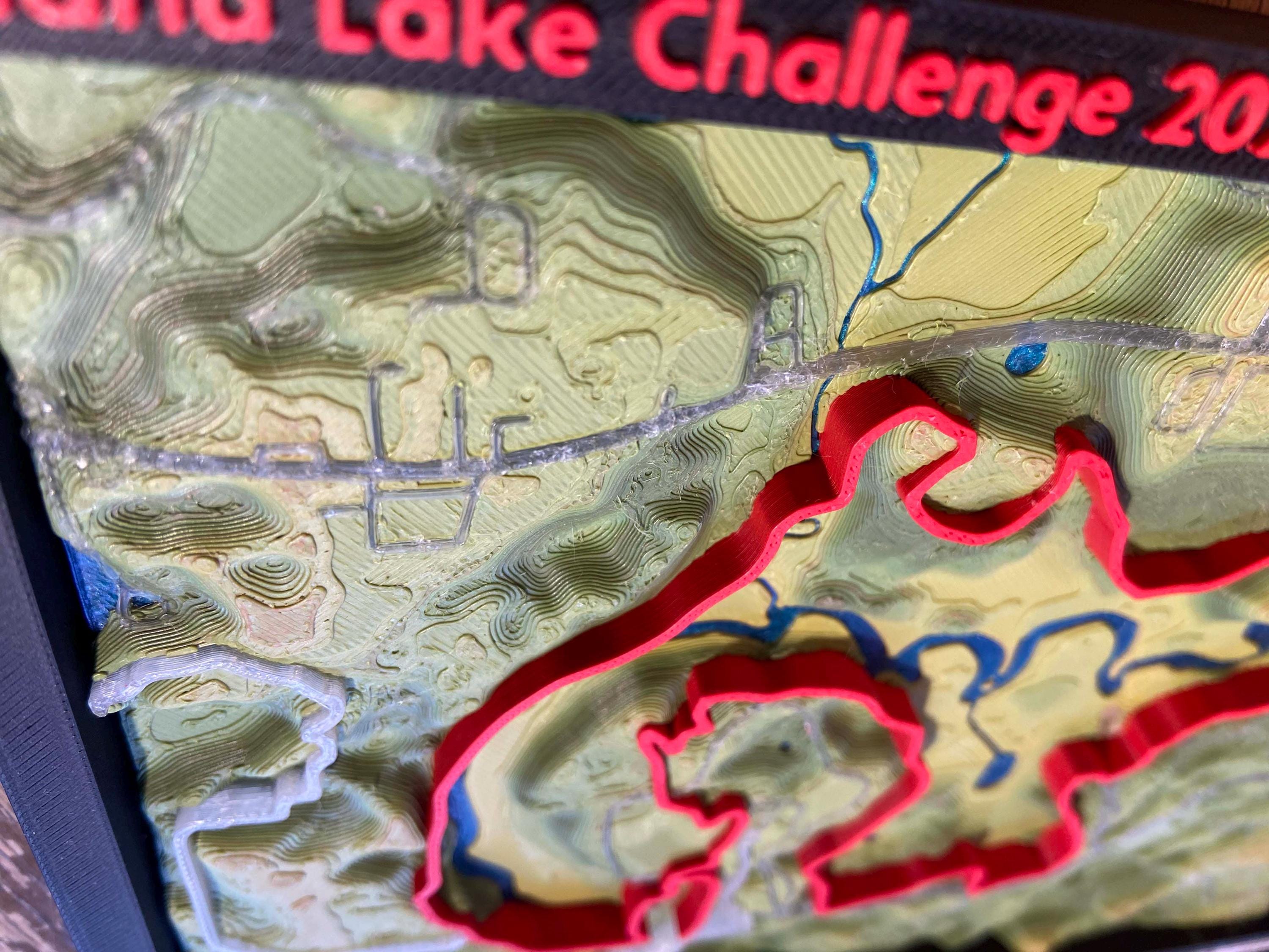Island Lake Challenge MTB Race 3D Route Map - Detroit Michigan Area Cycling Wall Decor