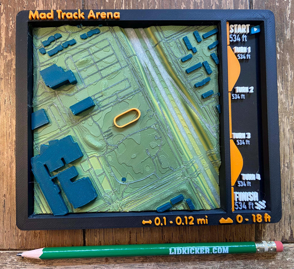 Mad Track Arena 3D Cycling Route Map - Detroit Velodrome Cycling Wall Decor