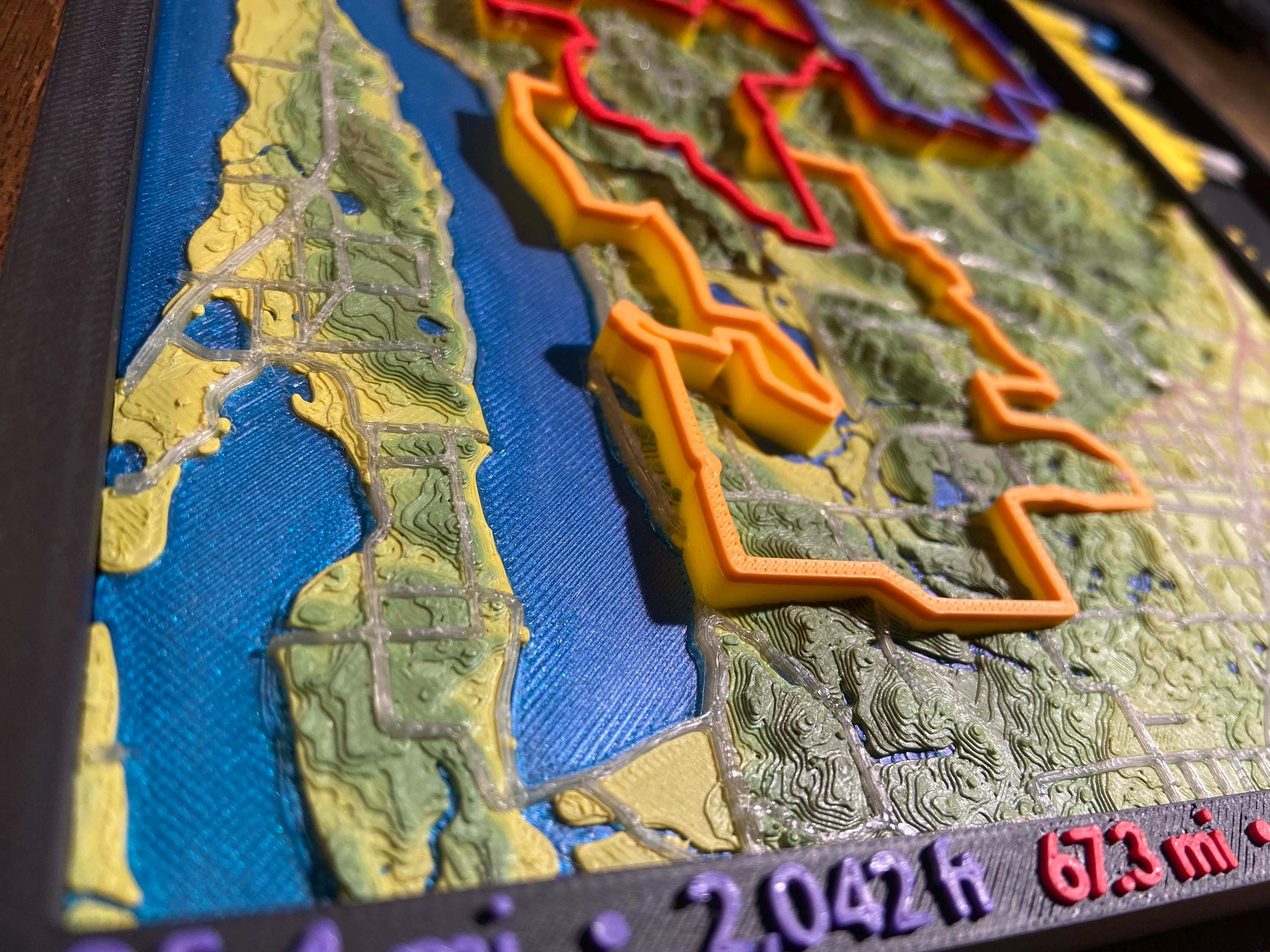 3D Printed Michigan Cycling Route Map – Traverse Area Topographic Wall Decor