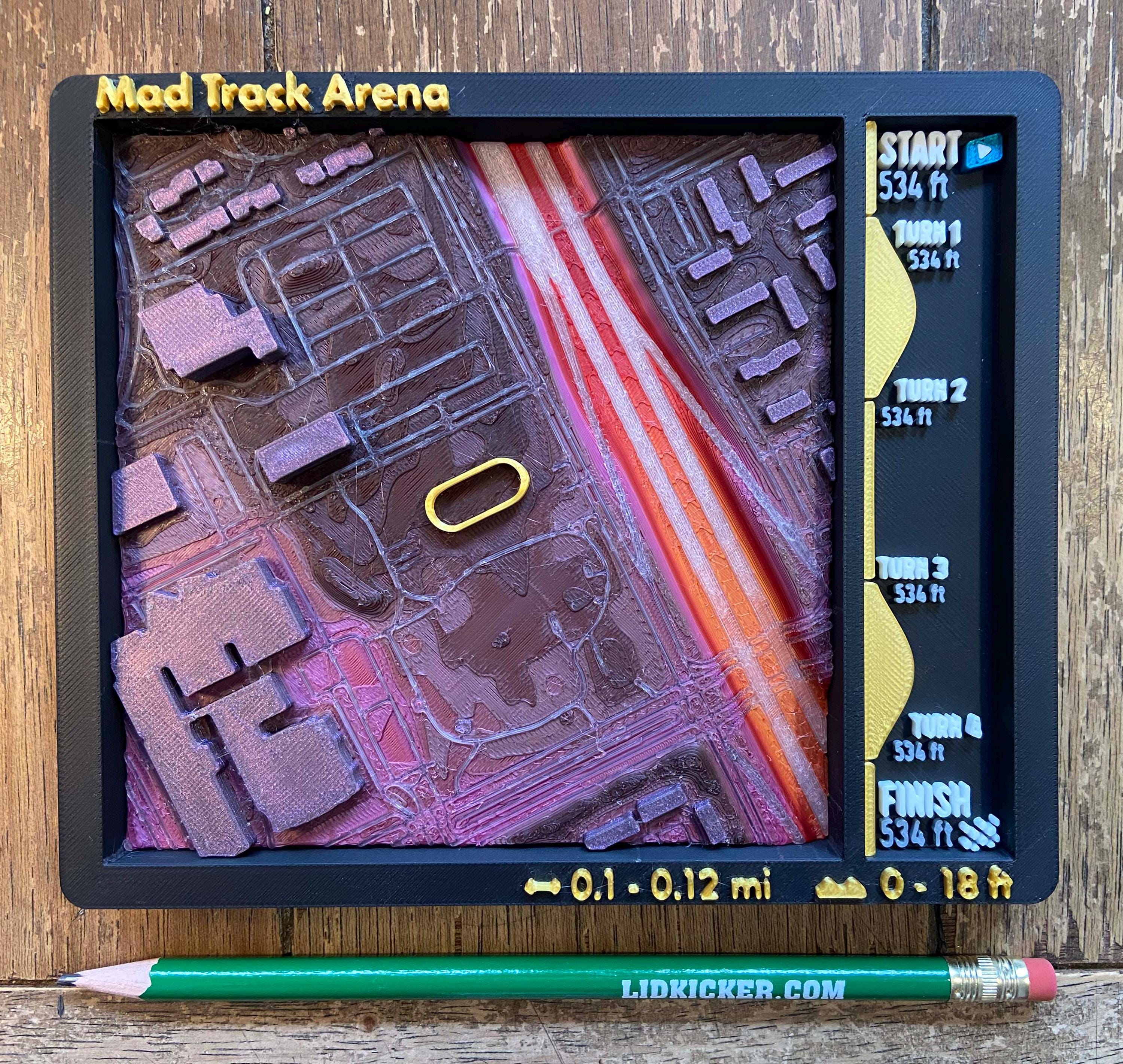 Mad Track Arena 3D Cycling Route Map - Detroit Velodrome Cycling Wall Decor