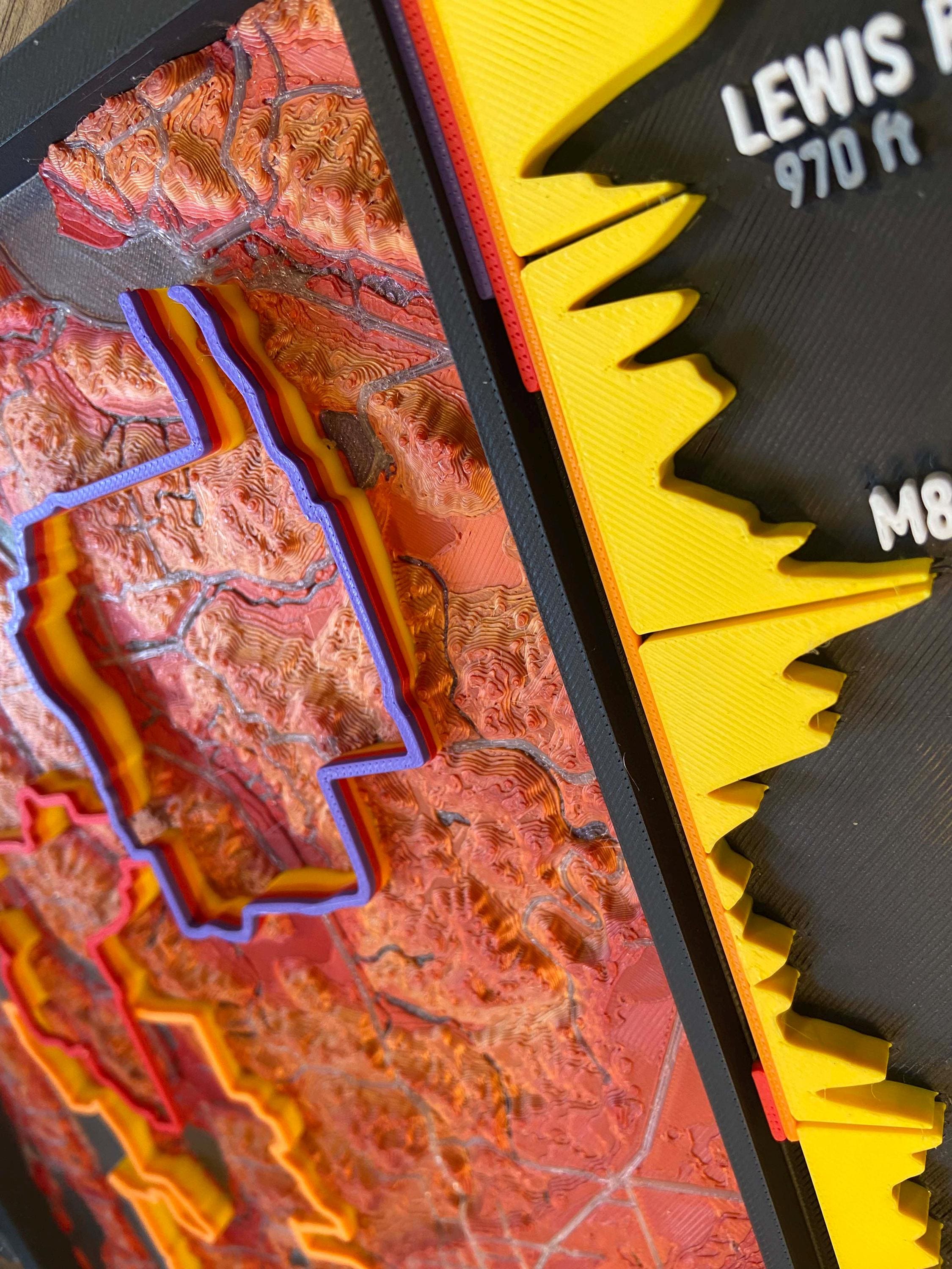 3D Printed Michigan Cycling Route Map – Traverse Area Topographic Wall Decor