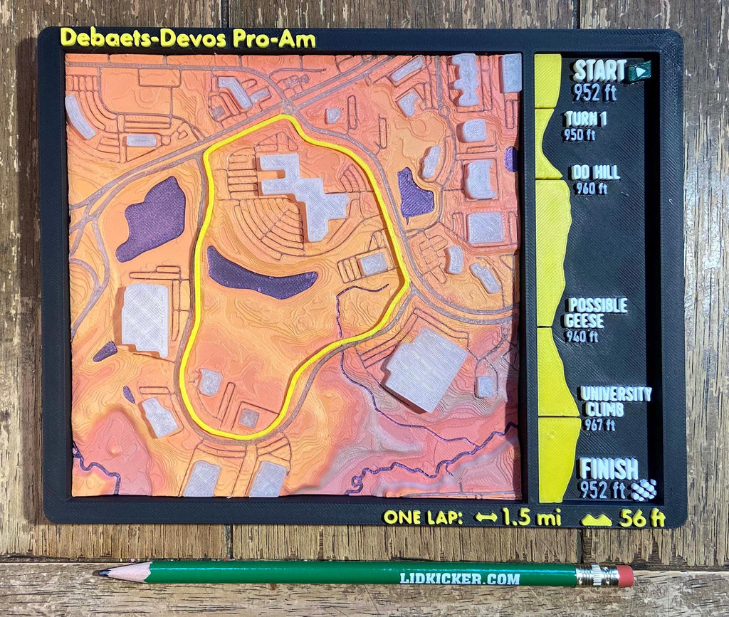 Debaets-Devos Bicycle Road Race 3D Route Map - Detroit Michigan Area Cycling Wall Decor