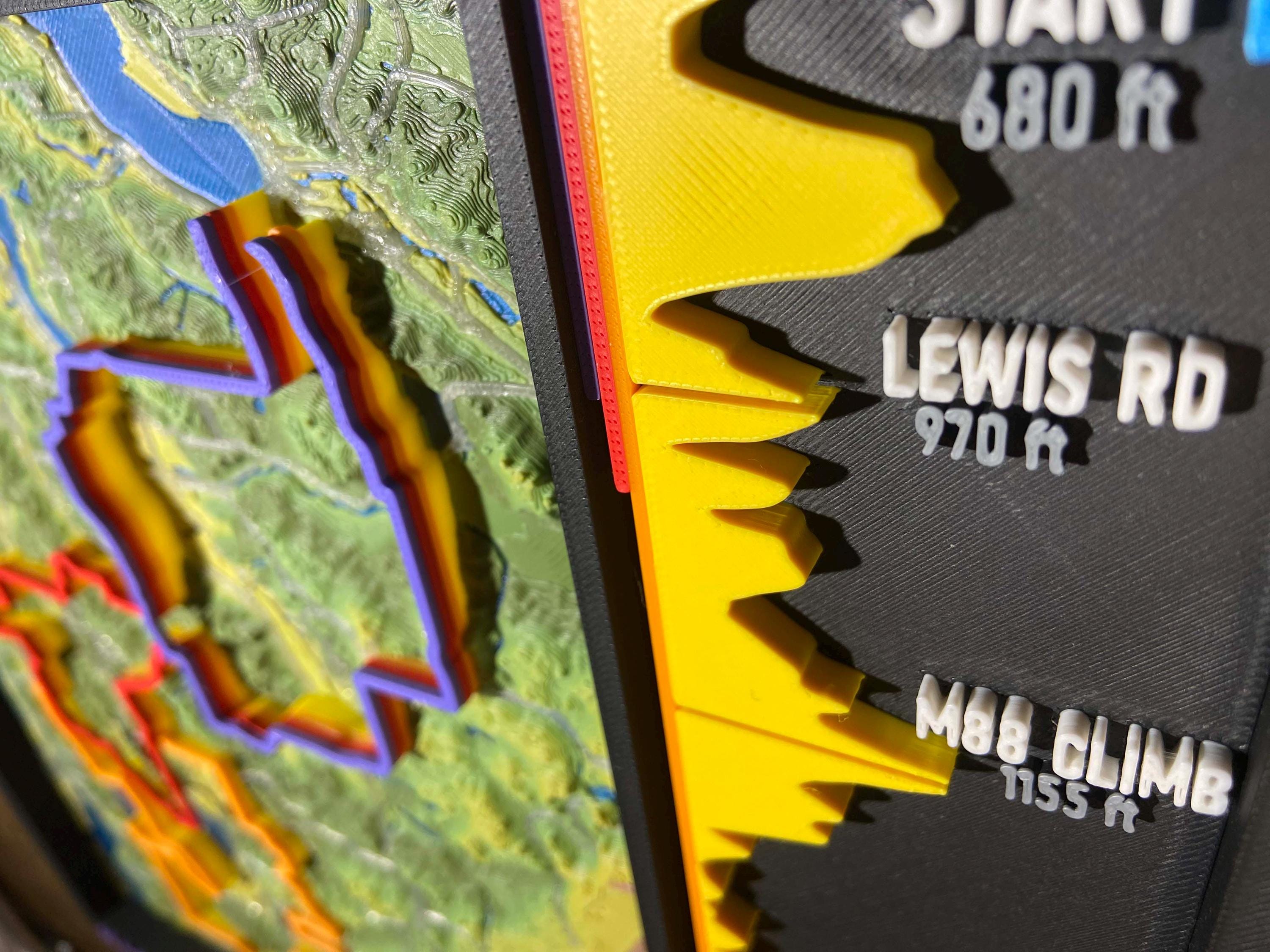 3D Printed Michigan Cycling Route Map – Traverse Area Topographic Wall Decor